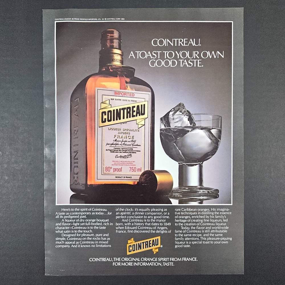 1983 Cointreau Orange Liqueur Vintage Print Ad Reinfeld Importers NY‎ France